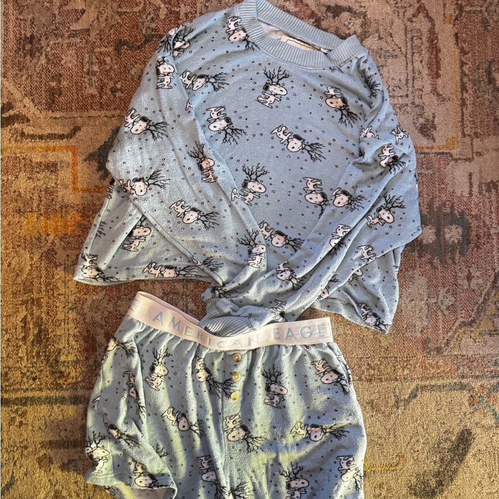 American Eagle Snoopy Peanuts Pajama Loungeqear Set Size S